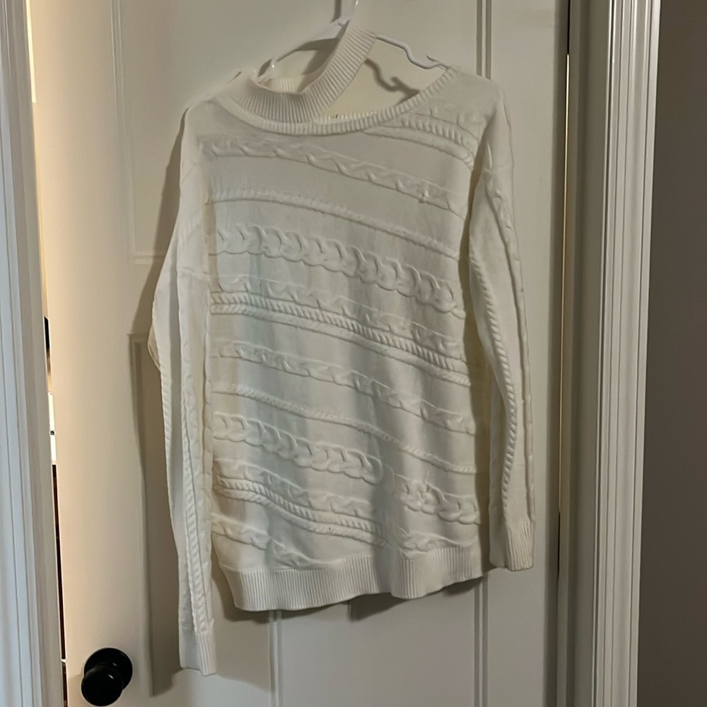 Women’s cream cold shoulder sweater